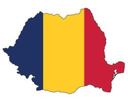 Romania map with flag - outline of a state with a national flag, white background, vector
