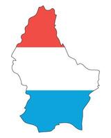 Luxembourg map with flag - outline of a state with a national flag, white background, vector