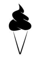 ice cream - black and white symbol of soft serve ice cream in a cone, simple illustration isolated on white vector
