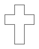 Christian cross, black and white silhouette illustration of thick religious Latin cross shapee background vector
