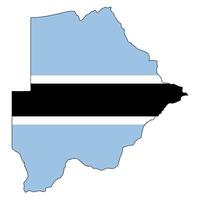 Botswana map with flag - outline of a state with a national flag, white background, vector