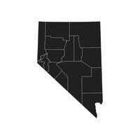 Nevada Black Administrative Outline Map vector