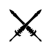 Silhouette of Two Crossed Medieval Swords Design vector