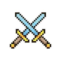Two Swords Pixel Art Icon vector