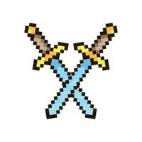 Colorful Simple Flat Pixel Art Crossed Swords vector