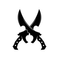Sharp crossed scimitar saber icon vector