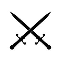 Silhouette Icon Featuring Two Crossed Medieval Swords vector