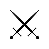 Two Crossed Medieval Swords Silhouette Icon vector