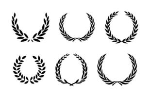 Black Laurel Wreath Icon Set vector