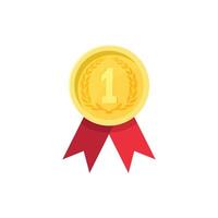 Gold Medal Number One Red Ribbon vector