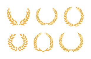 Yellow Laurel Wreath Icon Set vector
