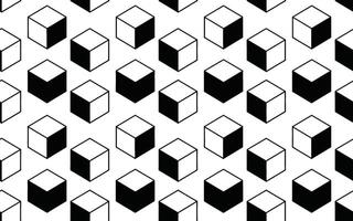 Black and White Isometric Cubes Pattern on White Background vector