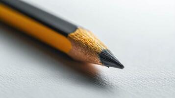 Macro View Of Sharp Black And Yellow Pencil Tip, Back To School Banner photo