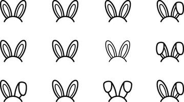 Black and white Easter bunny ears headbands on white background vector