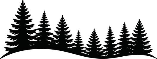 Black Silhouette of Pine Trees on White Background vector