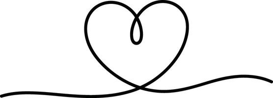Black Line Heart Shape on White Background love symbol vector