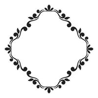 Oval black and white border frame deco art simple line corner vector