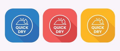 Quick dry fabric technology icon with water drop and arrows in blue red and yellow vector