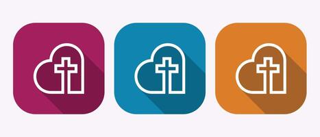 Heart and Cross Icons. Modern App Design, Faith, Hope, Charity, Three Color Variations. vector