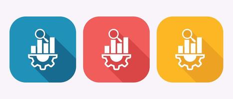 Data analysis and process optimization icons with magnifying glass and gear vector
