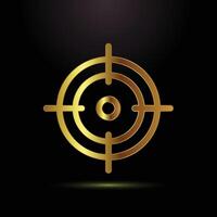 Golden crosshair target symbol on a black background representing focus and precision vector