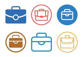 Collection of six modern briefcase icons in various colors and styles vector
