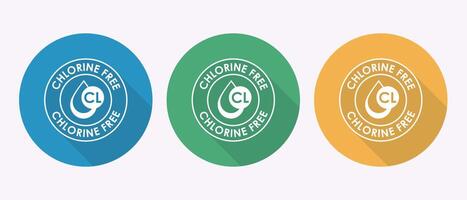 Three Color Options. Modern Chlorine Free with Water Drop Icon Set vector