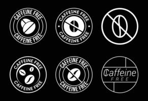 Collection of white caffeine free icons and symbols on a black background vector