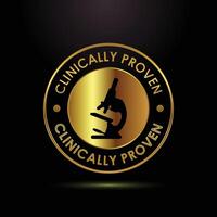 Gold Seal, Clinically Proven Microscope Icon - Premium Quality, Medical Research, Scientific Badge vector
