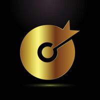Abstract golden circular symbol with a stylized arrow or dart element vector