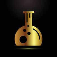 Golden Alchemy Flask Luxury, Science, and Premium Branding Icon. vector