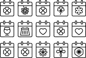 Calendar icons with shamrock and clover vector