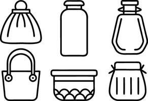 A set of different types of containers and bags vector