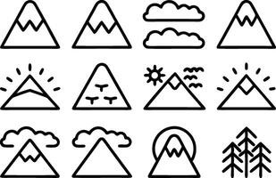 Mountain icons set vector