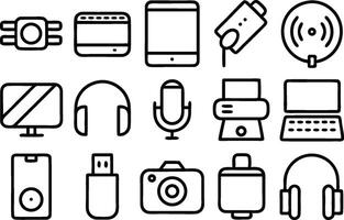 Various electronic devices icons on a white background vector