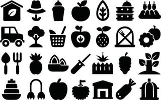 Various black and white icons of various objects vector