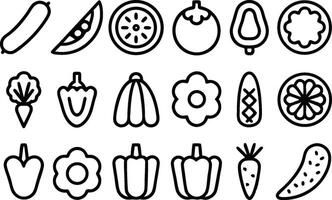 Vegetables and fruits icons set vector