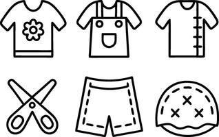 A set of clothing items including a shirt, pants, and a pair of scissors vector