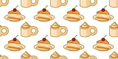 Seamless Cake Coffee Mug Pattern vector