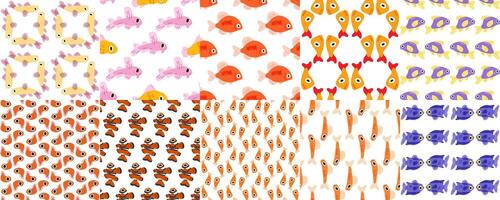 various colorful fish patterns vector