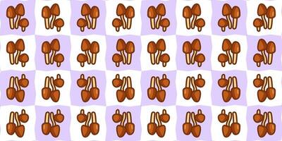 Mushroom Grid Autumn Pattern vector