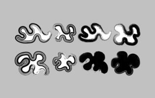 Set of artistic fluid blob shapes in monochrome black and white, featuring organic flowing forms perfect for modern posters, album art, or web graphics vector