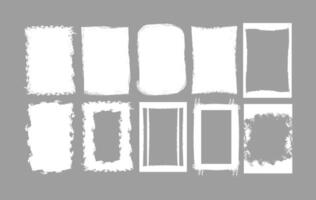 A versatile collection of 8 frames featuring grunge, brushstroke, and ink style borders. Each frame offers a unique hand drawn texture, from rough, distressed edges to smooth rounded corners. vector