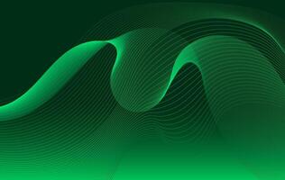 Abstract green wave background with dynamic flowing lines. Ideal for modern tech, digital design, or web banners vector