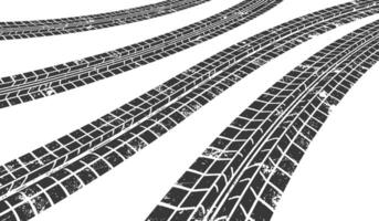 Tire tracks, a set of vectors of tread tracks. A frame made of tracks from a truck, a car with a grunge effect