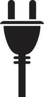 Of a simple black electrical plug icon isolated on white background vector