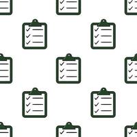 Seamless pattern of dark-green checklists on a white background, ideal for organizational or to-do list themed designs. vector