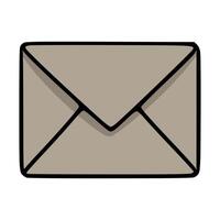 A simple illustration of a taupe envelope with a thick black outline, featuring a subtle shadow effect on the flap, ideal for minimalist designs and email-related projects. vector