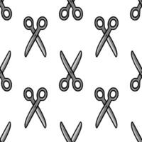 Seamless pattern of stylized silver scissors on a white background, perfect for crafting, hairdressing, or office-themed designs. vector