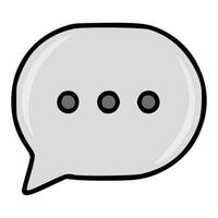 Stylish illustration of a light gray speech bubble with three dots, featuring a bold black outline and subtle shading for a modern communication concept. vector